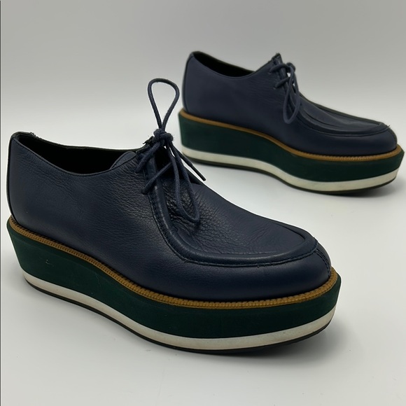 Paloma Barcelo Paloma Platform Oxford Shoes Blue Leather 7 Academia Flatform